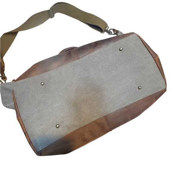 Canvas and Leather Trim Travel Bag vintage look Duffle bag - Picture 6 of 16